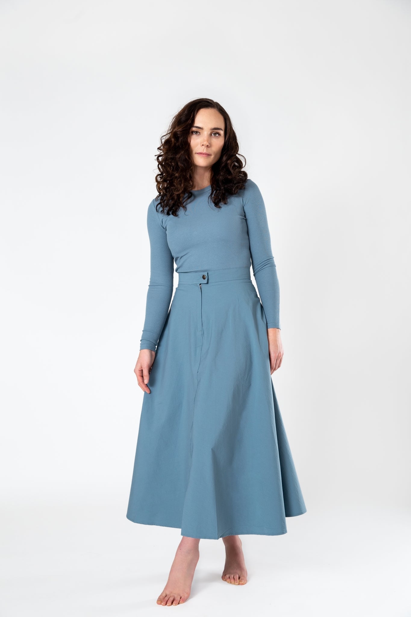 Signature Summer Circle Midi Skirt - Dusty Blue