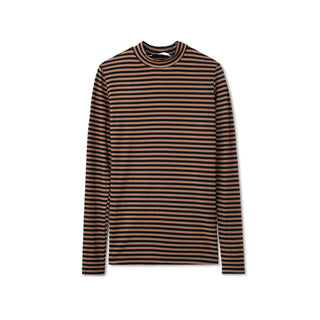 Cotton Mockneck- Mocha/Black