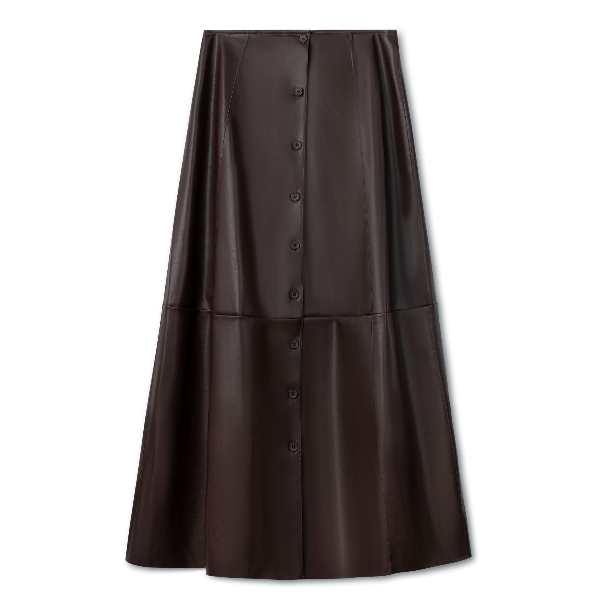 Leather Maxi Skirt - Brown