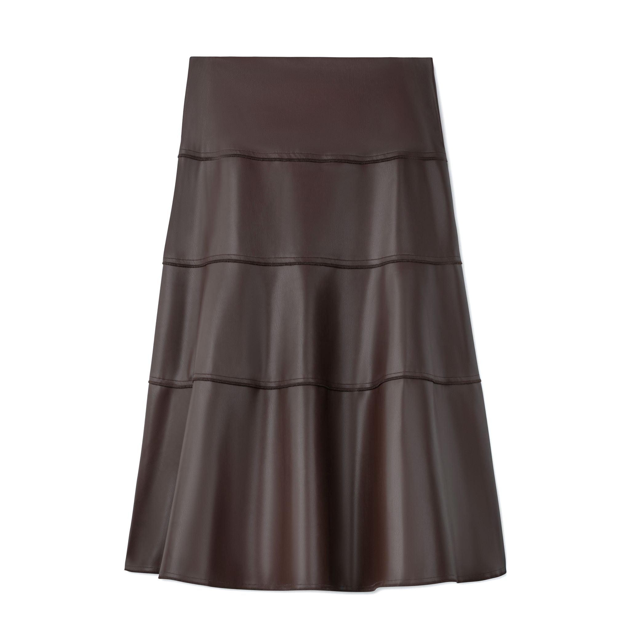 Leather Short Skirt- Brown