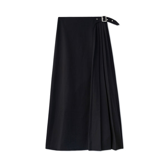 Long Buckle Waist Skirt IN:Black