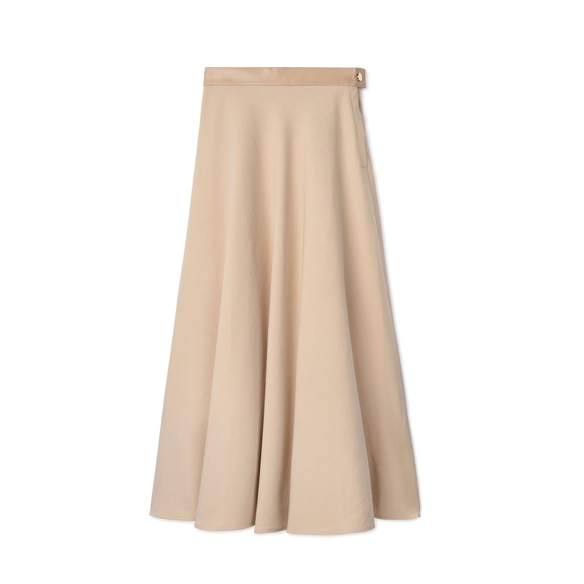 Signature Circle Skirt with Leather Waist Band-Camel