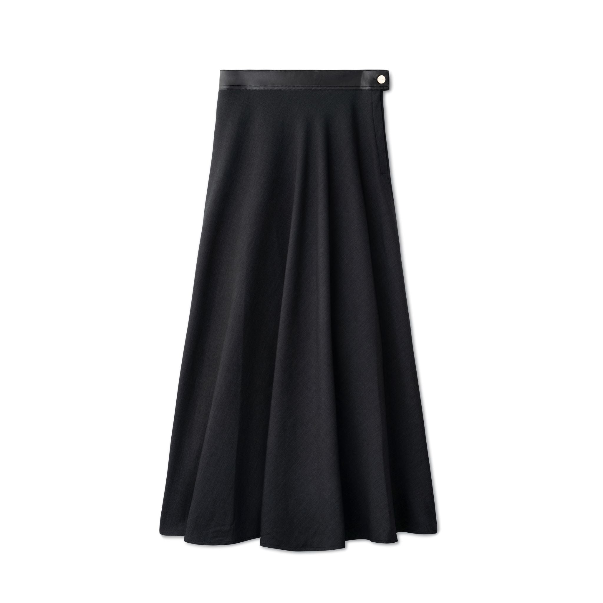 Signature Circle Skirt with Leather Waist Band IN: Black