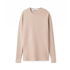 Signature Ribbed Tee IN: Beige